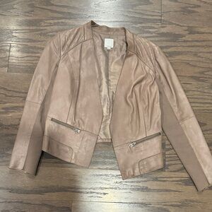 Halogen Light Brown Leather Jacket